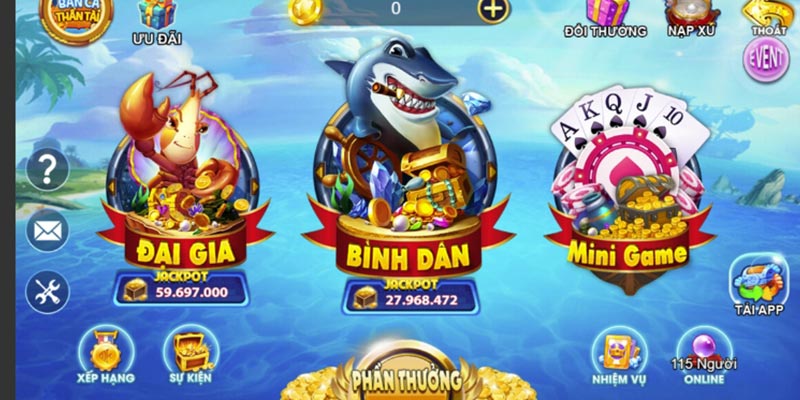 nohu90 cung cấp đa dạng các phòng game bắn cá thần tài